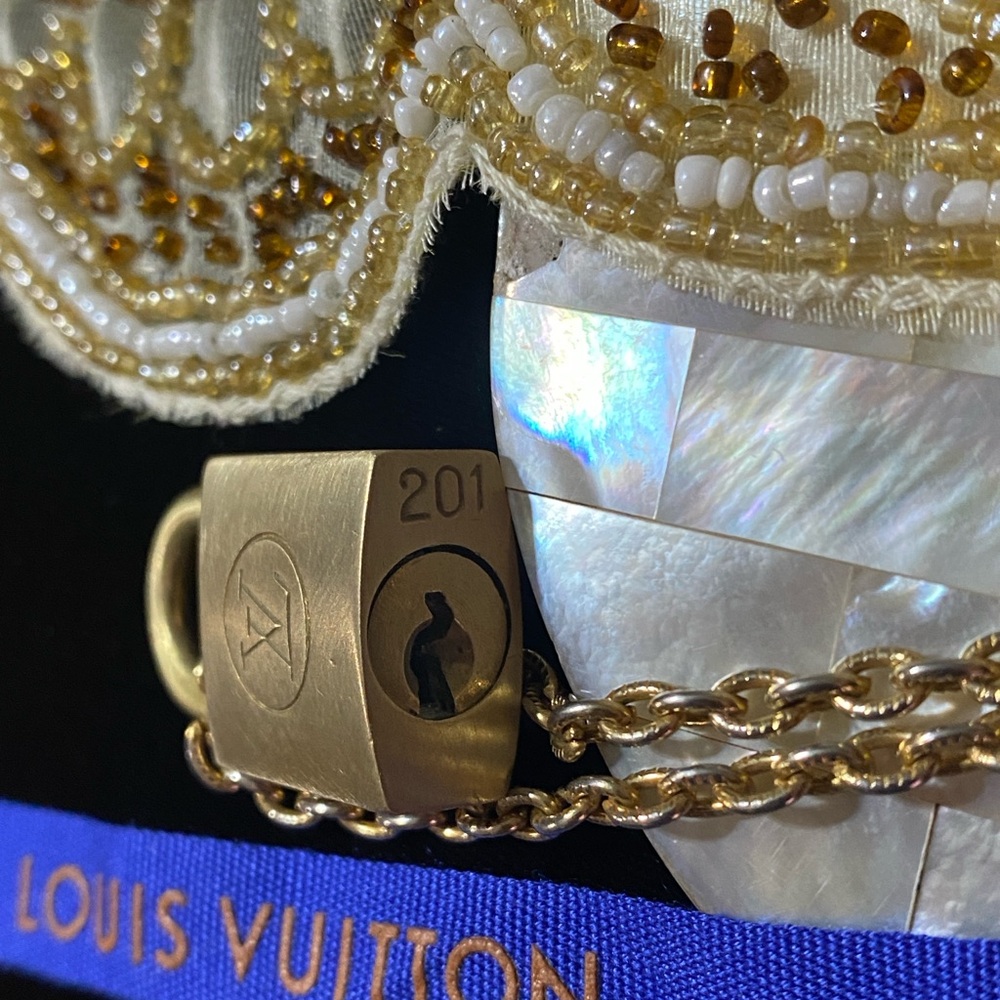 Louis Vuitton RARE 201 Series 100% Authentic Gold Lock & Vintage Chain & Ribbon!